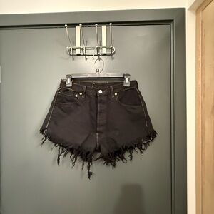 Levi Black Distressed Denim Shorts
